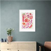 East End Prints Red Harvest Of Fruit & Vegetables Framed Print