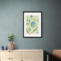 East End Prints Green Harvest Of Fruit & Vegetables Framed Print