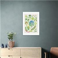 East End Prints Green Harvest Of Fruit & Vegetables Framed Print