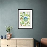 East End Prints Green Harvest Of Fruit & Vegetables Framed Print