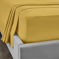 Dorma Egyptian Cotton 400 Thread Count Percale Fitted Sheet Yellow-Ochre