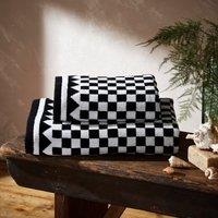 Monochrome Checkerboard Cotton Towel Black and white