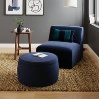 Medium Round Velvet Storage Pouffe