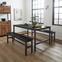 Fulton Rectangular Dining Table with 2 Benches Black