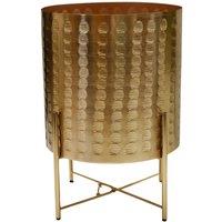 Zendaya Embossed Metal Plant Pot With Stand