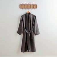 Soft Washed Cotton Waffle Robe Charcoal