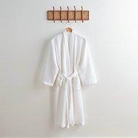 Soft Washed Cotton Waffle Robe White