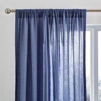 Cotton Linen Slot Top Voile Panels Folkstone Blue