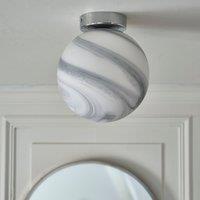 Utopia Marble Bathroom Flush Ceiling Light Silver
