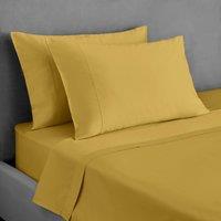 Dorma Egyptian Cotton 400 Thread Count Percale Flat Sheet Yellow-Ochre
