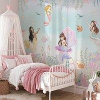 Mermaid Friends Wall Mural Blue