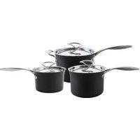 Circulon Style Non-Stick Hard Anodised Aluminium 3 Piece Saucepan Set