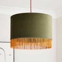 Fringed Velvet Drum Lamp Shade