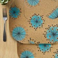 Set of 2 MissPrint Dandelion Printed Cork Placemats