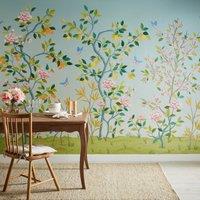 Cranberry and Laine Chinoiserie Floral Wall Mural