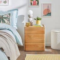 Reggie 3 Drawer Bedside Table, Oak Effect