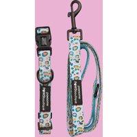 Blue Leopard Dog Collar and Lead Set
