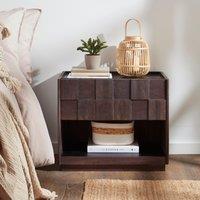 Kanpur 1 Drawer Wide Bedside Table, Dark Stained Mango Wood Dark Stained Wood