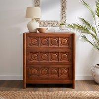 Theodore 3 Drawer Chest, Mango Wood Dark Stained Wood