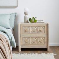 Theodore 2 Drawer Wide Bedside Table, Mango Wood