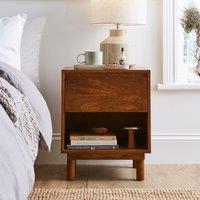 Brannock 1 Drawer Bedside Table, Mid Stained Mango Wood