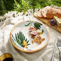 Glazed Mango Wood Large Picnic Serving Plate Brown/White/Green