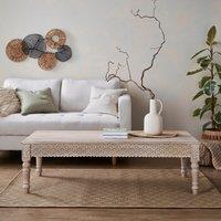 Lolita Carved Coffee Table, Mango Wood White