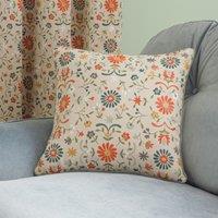 Folk Floral Square Cushion Natural