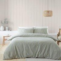 Catherine Lansfield Stripe 100% Brushed Cotton Reversible Duvet Cover & Pillowcase Set