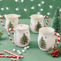 Spode Christmas Tree Set of 4 Candy Cane Mugs