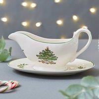 Spode Christmas Tree Sauce Boat and Stand