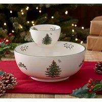 Spode Christmas Tree Tiered Chip 'n Dip Bowl