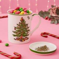 Spode Christmas Tree Mug and Coaster Set