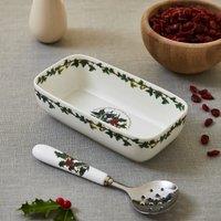 The Holly and the Ivy Cranberry Dish and Spoon