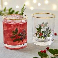 The Holly and the Ivy 4 Old Fashioned Glasses