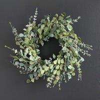 Artificial Mixed Green & Eucalyptus Wreath on Rattan Base