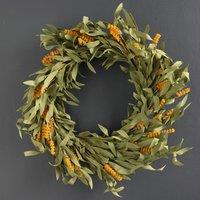 Artificial Mustard & Green Autumnal Wreath