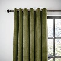 Recycled Velour Eyelet Curtains Olive