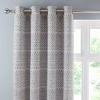 Leda Geometric Blue Eyelet Curtains Blue