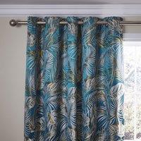 Tropical Paradise Teal Eyelet Curtains Teal (Green)