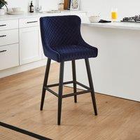 Montreal Counter Height Bar Stool, Velvet Dark Blue