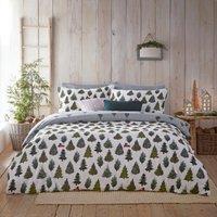 furn. Evergreen 100% Brushed Cotton Duvet Cover Set Pine Green