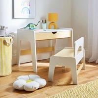 Kids Theo Desk with Bench, White Natural