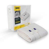 Zanussi Washable Electric Blanket Mattress Protector with Fitted Skirt Off-White