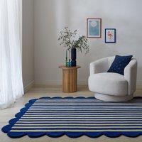 Milo Scallop Wool Rug Blue/Beige