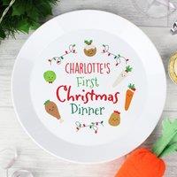 Personalised First Christmas Plastic Dinner Plate