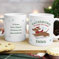 Personalised Dachshund Through The Snow Mug