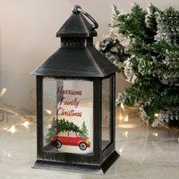 Personalised Driving Home For Christmas Rustic Black LED Lantern