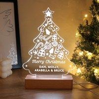 Personalised Christmas Tree LED Light with Wooden Base