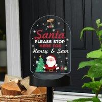 Personalised Santa Stop Here Solar LED Light